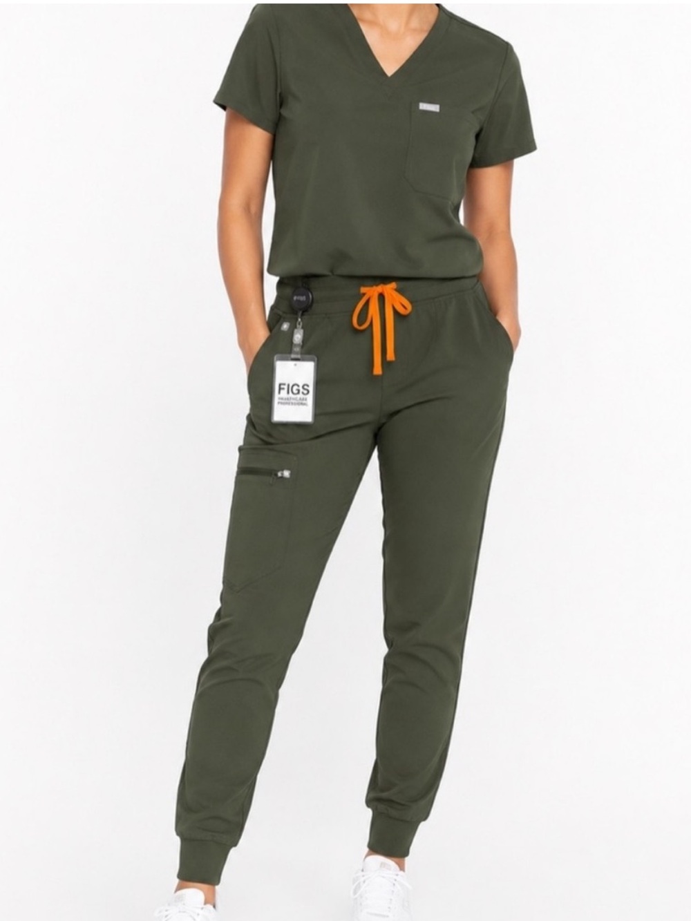 FIGS Moss Scrub Set — XS — Catarina Top + High Waisted Zamora Pants